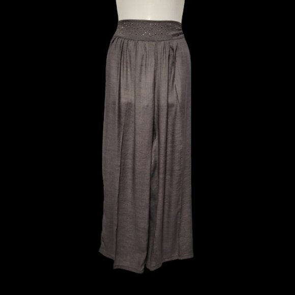 Grey Pants Elastic Waist Sheer Light Wide Leg Sequins - NEW! - Picture 7 of 13